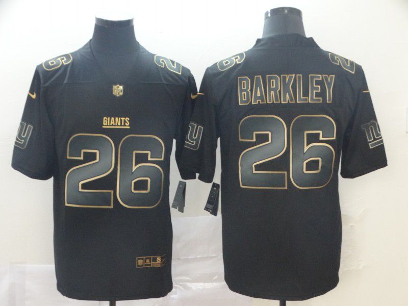 Men New York Giants #26 Barkley Nike Vapor Limited Black Golden NFL Jerseys